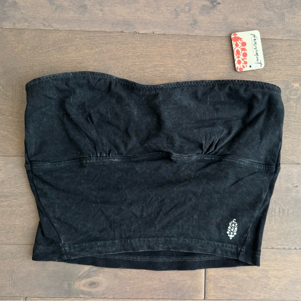 Free People Black Mineral-Wash Tube Top - Picture 3 of 9